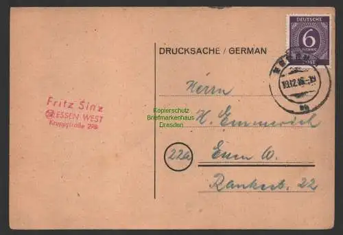 B10242 Drucksache Essen West 1946 Turn Verein Cronenberg 1887