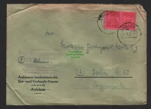 B10050 Brief SBZ Mecklenburg Der Bürgermeister der Stadt Anklam 1946 Berlin MEW