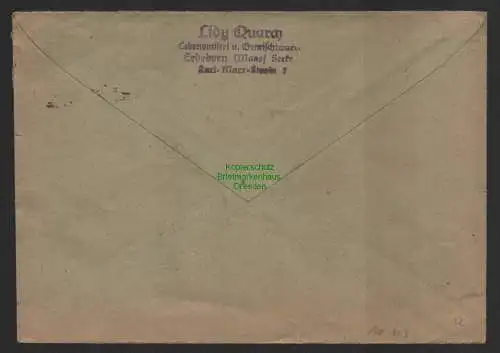 B10113 Brief SBZ Gebühr bezahlt Erdeborn Mansf. Seekr. 1948 nach Stolberg