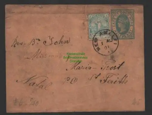 B10176 Streífband Cape of Good Hope New Amalfi 1901