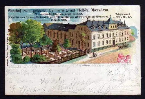 99230 AK Oberwiesa Litho 1907 Gasthof zum goldenen Lamm