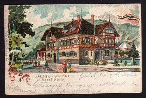 96954 AK Herrlingen Gruss vom goldenen Kreuz Gaststätte Restaurant