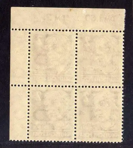 969 DDR 1952 Köpfe II 327 za XII ** Eckrand Viererblock Ecke 2