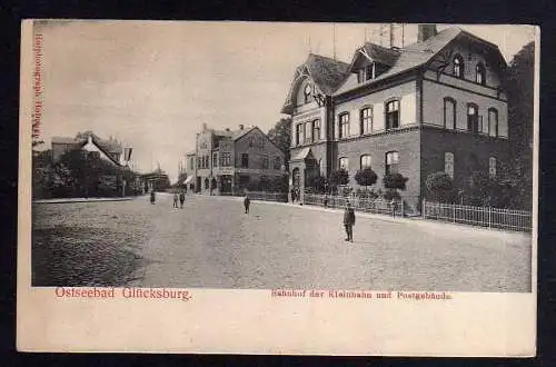 95463 AK Glücksburg Ostsee Bahnhof der Kleinbahn Post Postamt um 1910