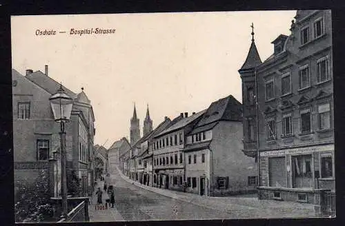 95261 AK Oschatz Hospital Strasse Wein Handlung Otto Käseberg um 1910