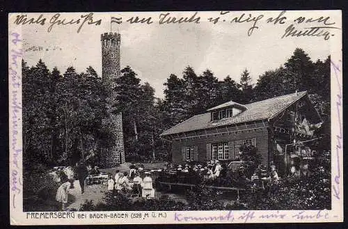 80680 AK Fremersberg bei Baden-Baden Wirtschaft Turm Gasthaus 1925