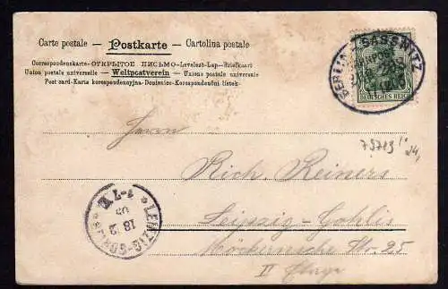 79719 AK Strelitz Landes Irren Anstalt 1905 Bahnpost Berlin Sassnitz