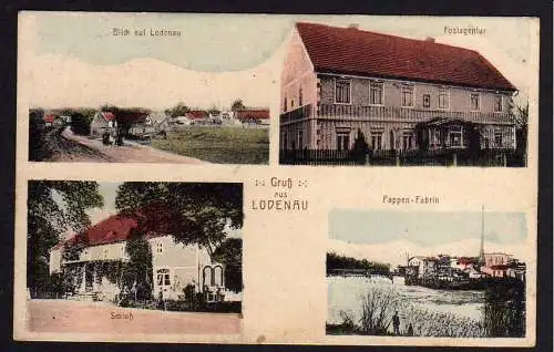 79759 AK Lodenau Rothenburg Postagentur Schloß Pappen Fabrik 1926