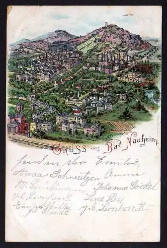 77901 AK Bad Nauheim 1898 Litho Künstlerkarte Zeichnung