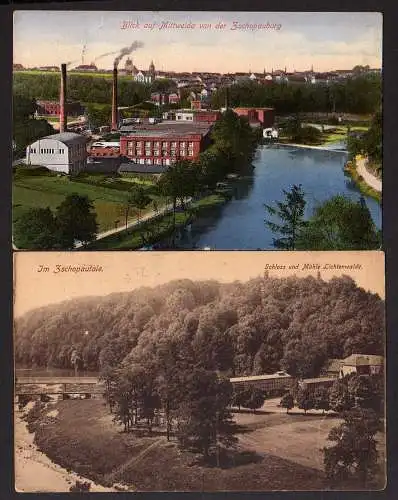 76991 2 AK Mittweida Fabrik Schloss Mühle Lichtenwalde Zschopautal 1916 Altmittw