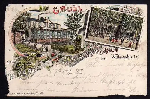 75956 AK Antoniettenruh bei Wolfenbüttel Litho Gaststätte Restaurant 1896