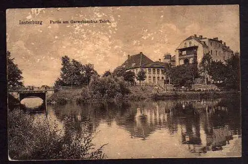 75482 AK Insterburg Partie am Garwehnschen Teich Brücke Haus 1915