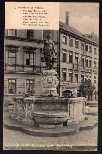 69123 AK Leipzig Rossplatz Brunnen Hotel Wartburg 1906