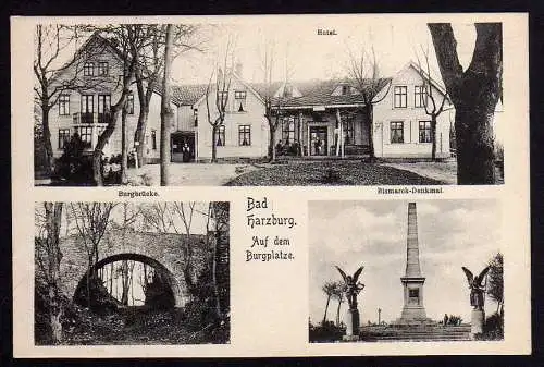 69472 AK Bad Harzburg Hotel Bismarck Denkmal Burgbrücke