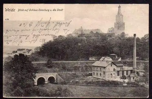 63896 AK Weida Fabrik E-Werk ? Schloss um 1900 gelaufen 1910