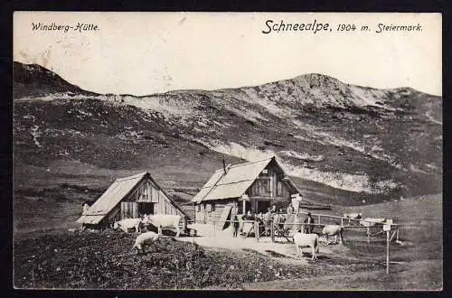 63597 AK Schneealpe 1904 m Steiermark Windberg Hütte Schul Verein Vignette