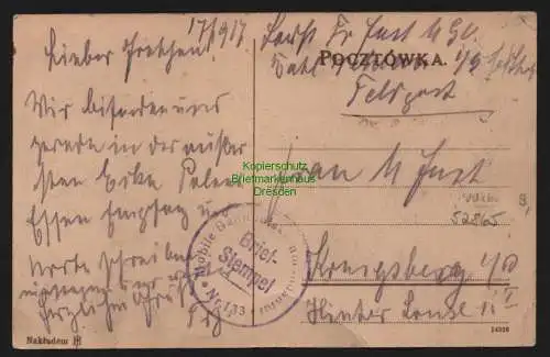 52865 AK Czestochowa Tschenstochau 1917 Ulica Dojazd Feldpost