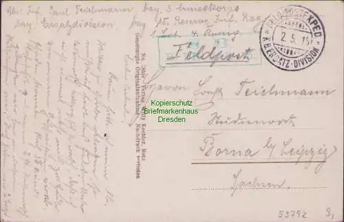 53792 AK Savonniere Feldpost Bayr. Ersatz Division Feldpost 1915