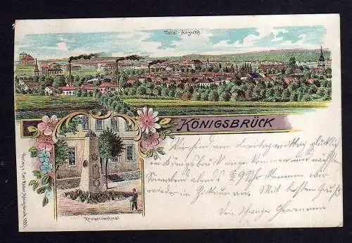 110110 AK Königsbrück Litho 1903 Krieger Denkmal