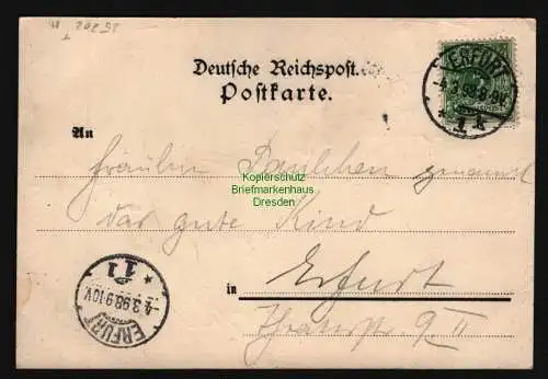 25202 AK Litho Erfurt 1898 Alter Ratskeller Saal Erfurter Molkerei , gelaufen
