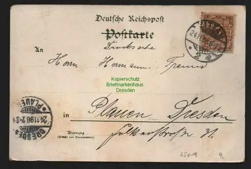 25019 AK Litho Weinau Zittau Rathaus 1898, gelaufen