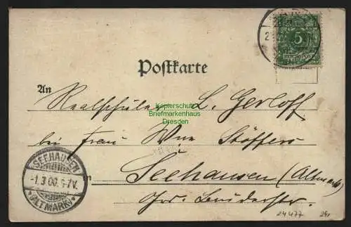 24477 AK Garz Priegnitz Kirche Dorfstrasse 1900, gelaufen Garz 1900