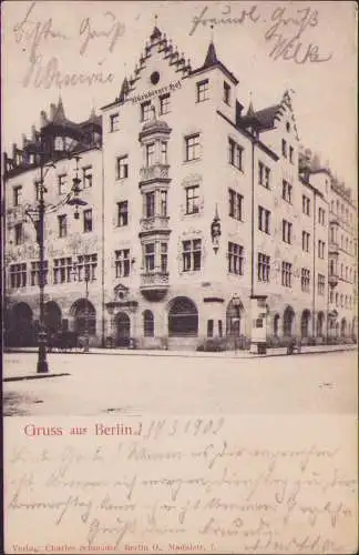 170795 AK Berlin 1902 Hotel Nürnberger Hof