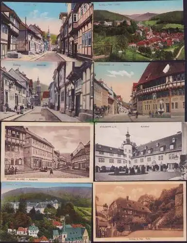 158535 15 AK Stolberg Harz Schloß Rathaus Ritterstraße Fürstendenkmal 1913 1930