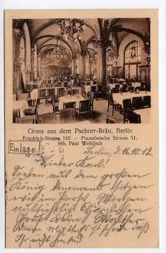 42299 AK Berlin 1912 Restaurant Pschorr Bräu Friedrichs