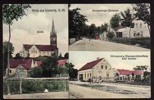 29043 AK Limmritz Nm. Kirche Schlosserei Eisenwaren Handlung 1910