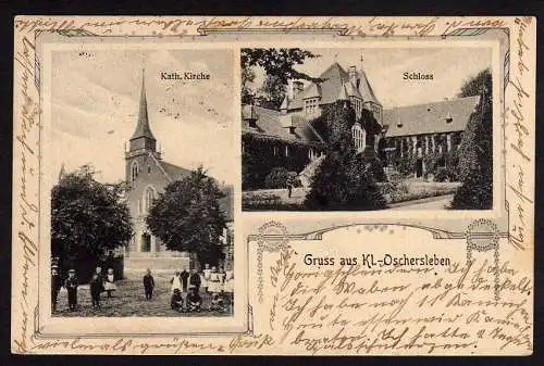 29307 AK Kl. Oschersleben Kirche Schloss 1913, gelaufen Hadmersleben Bhf