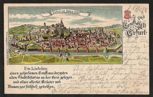 25420 AK Erfurt 1898 Litho Gruss aus , gelaufen 1898