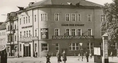 22190 AK Cottbus Haus der Einheit Propaganda 1957 Propaganda Bolschewiki