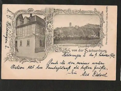 22133 AK Sachsenburg Neustadt an der Orla 1902 Heldrungen Verlag Peisker Cölleda