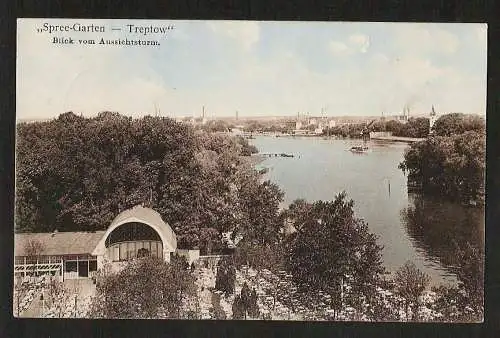 22050 AK Berlin Treptow Spreegarten Blick v. Aussichtsturm, gelaufen 1915