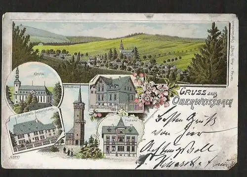 21392 AK Litho Oberweissbach Postamt Fröbelturm 1901 Verlag Ortloff Oberweisbach