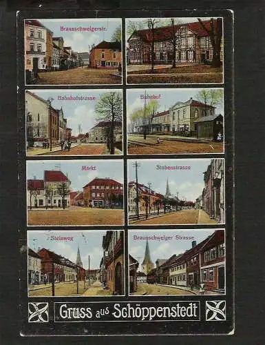 21496 AK Schöppenstedt Bahnhof Strassen Markt Steinweg 8 Ansichten 1923Verlag