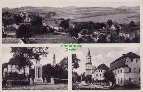 155693 AK Dittmannsdorf Kr. Waldenburg Kriegersenkmal Kath. Kirche Gasthof 1937