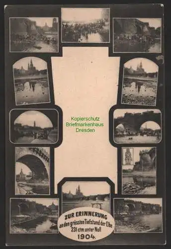 155217 AK Dresden 1904 Erinnerung an den grössten Tiefstand der Elbe 231 cm unte