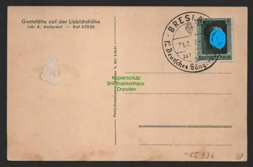 155336 AK Breslau 1937 12. Deutsches Sängerbundesfest Gaststätte a. Liebichshöhe