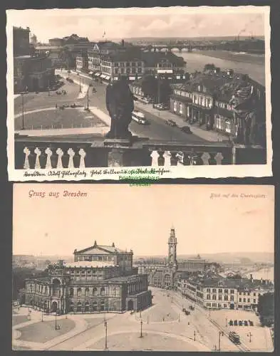 155489 2 AK Dresden Theaterplatz um 1910 Semperoper Hotel Bellevue Heizkraftwerk