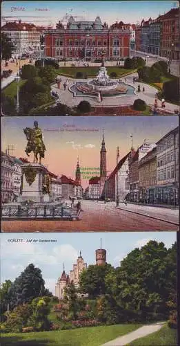 152645 3 AK Görlitz Landeskrone Postplatz 1915 Obermarkt 1925