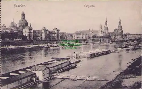 152594 AK Dresden Elbpartie Frauenkirche Hoifkoirche Elbebäder 1909