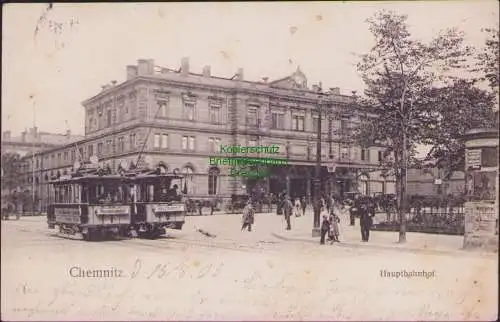 152765 AK Chemnitz Hauptbahnhof 1905 Straßenbahnen zum Nicolaibahnhof