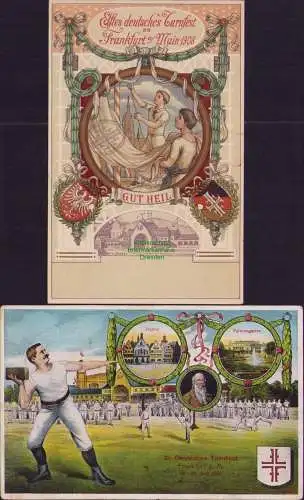 152757 2 AK Frankfurt a. M. 1908 XI. Deutsches Turnfest Römer Turnvater Jahn