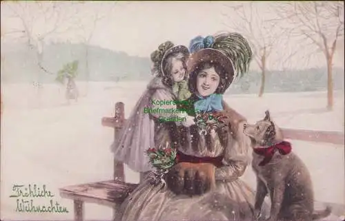 152562 AK Berlin Fröhliche Weihnachten 1911 Vienne Frau Kind Mode Hund