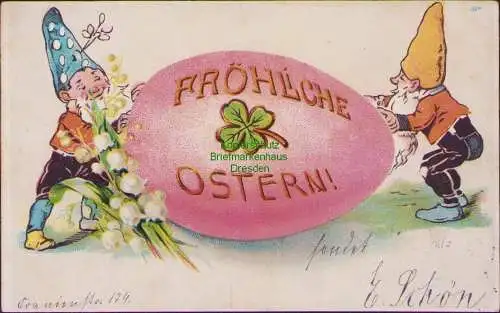 152554 AK Berlin Fröhliche Ostern 1903 Zwerge Rosa Osterei Maiglöckchen