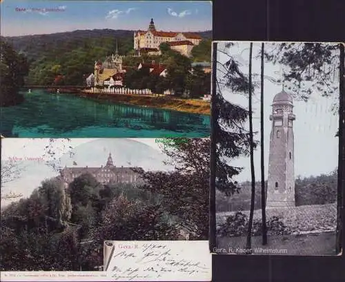 152626 3 AK Gera Kaiser Wilhelm Turm 1921 Schloss Osterstein 1906 1917