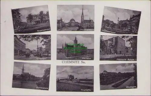 152408 AK Chemnitz 1932 Industrie-Schule Park Theaterplatz Rathaus Flughafen