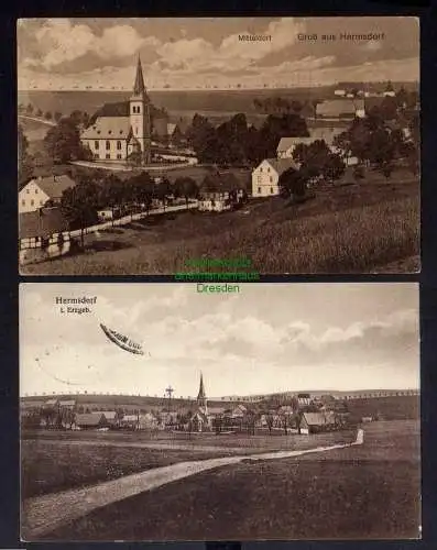 129703 2 AK Hermsdorf im Erzgebirge Mitteldorf Kirche 1931